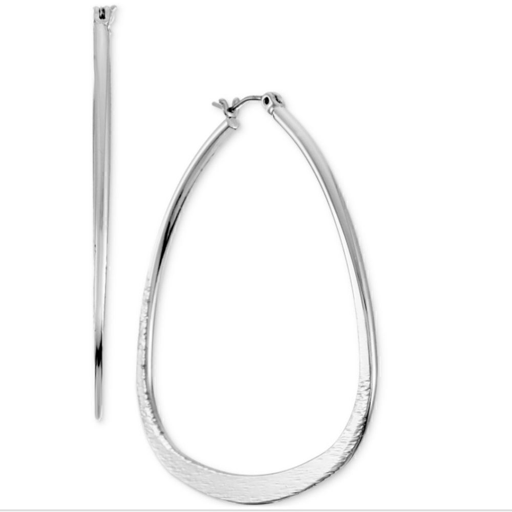 NWT Style & Co Pear-Shape Hoop silver tone Earrings